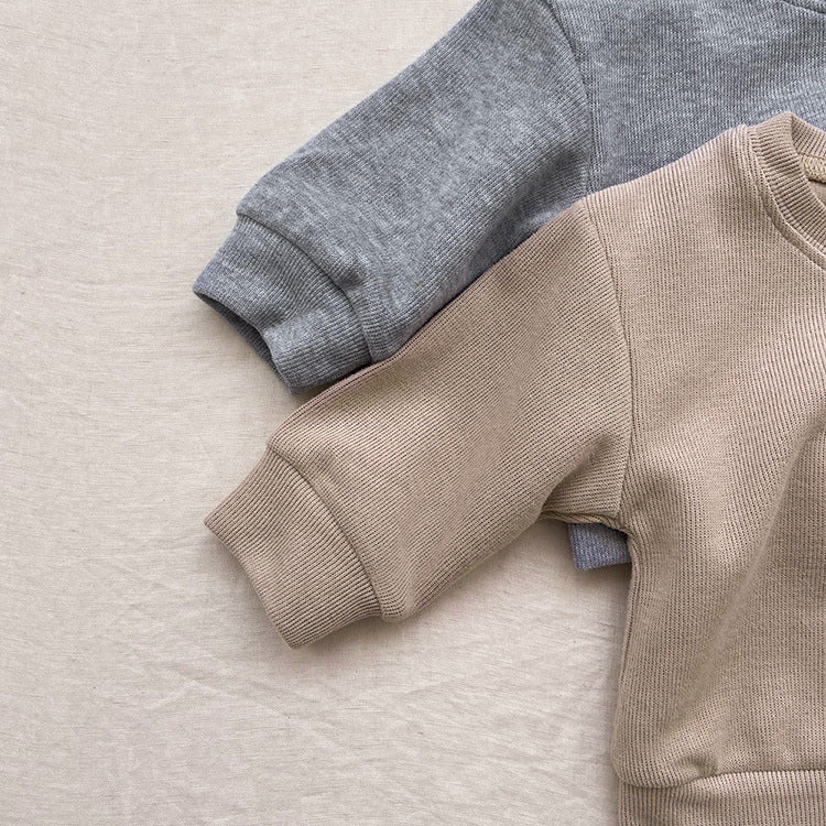Cotton Ribbed Lounge Set for Toddlers – Long Sleeve Top & Trousers