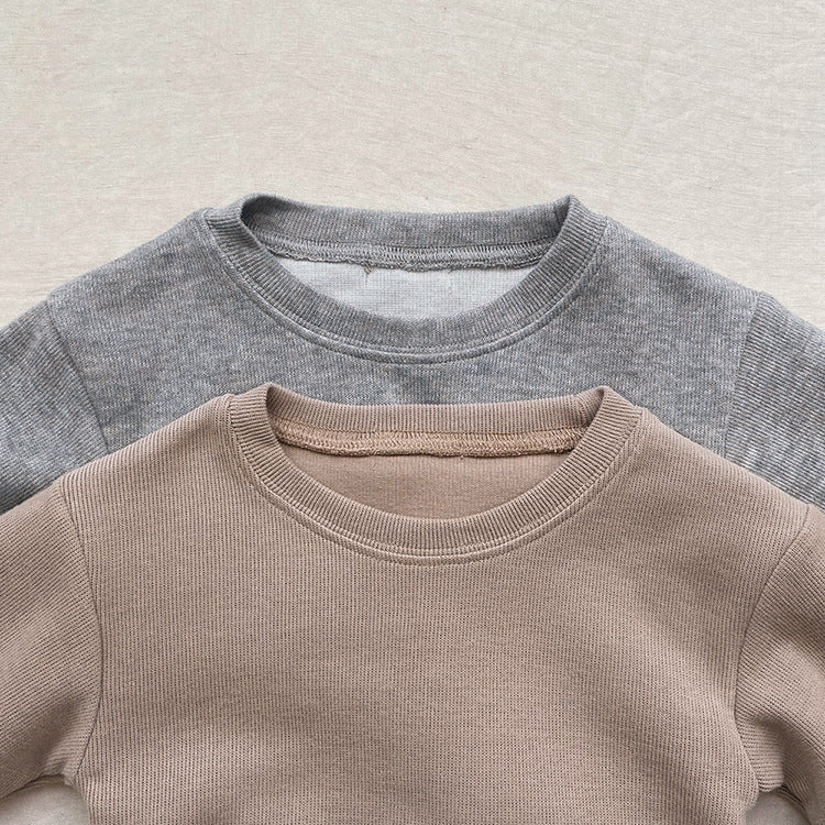Cotton Ribbed Lounge Set for Toddlers – Long Sleeve Top & Trousers