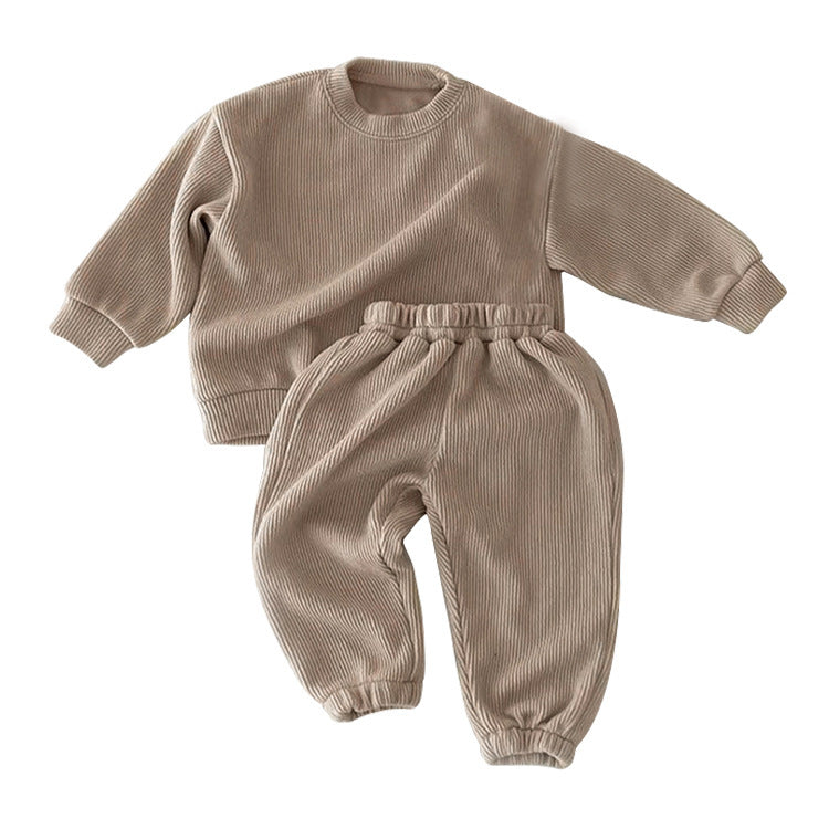 Cotton Ribbed Lounge Set for Toddlers – Long Sleeve Top & Trousers