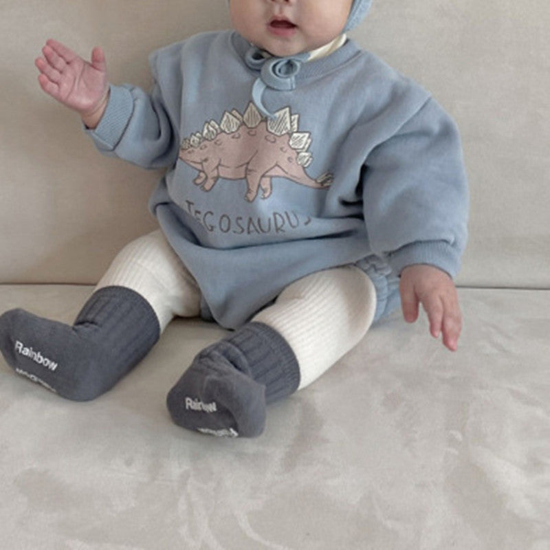Baby Dinosaur Fleece Romper – Long Sleeve Jumpsuit