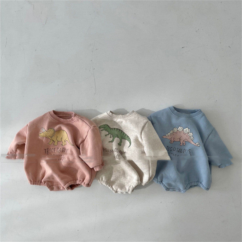 Baby Dinosaur Fleece Romper – Long Sleeve Jumpsuit