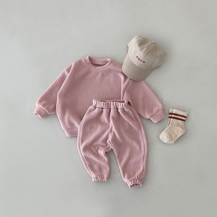 Cotton Ribbed Lounge Set for Toddlers – Long Sleeve Top & Trousers