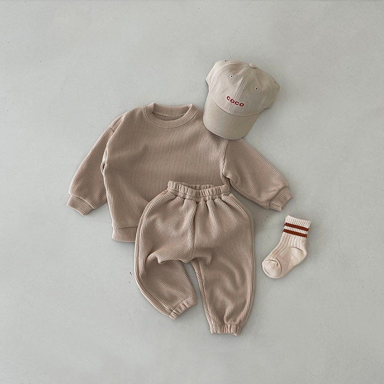 Cotton Ribbed Lounge Set for Toddlers – Long Sleeve Top & Trousers