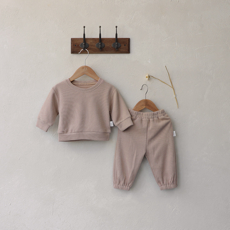 Cotton Ribbed Lounge Set for Toddlers – Long Sleeve Top & Trousers