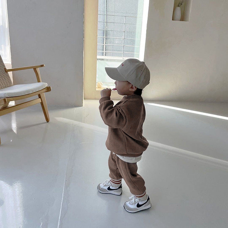 Cotton Ribbed Lounge Set for Toddlers – Long Sleeve Top & Trousers